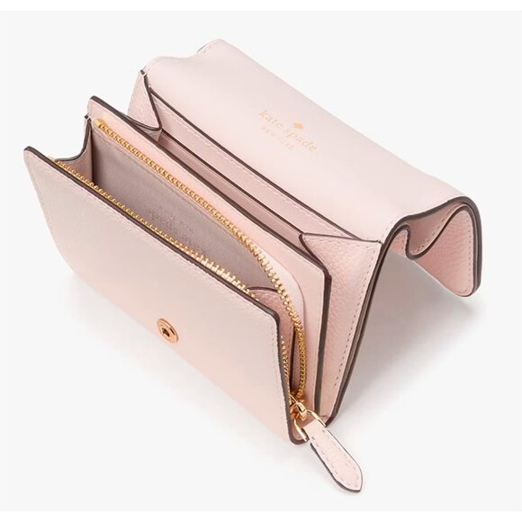 S Kate Spade Kayla Embellished Spade L-Zip Wallet KK113 Light Pink Leather NWT - Picture 4 of 13